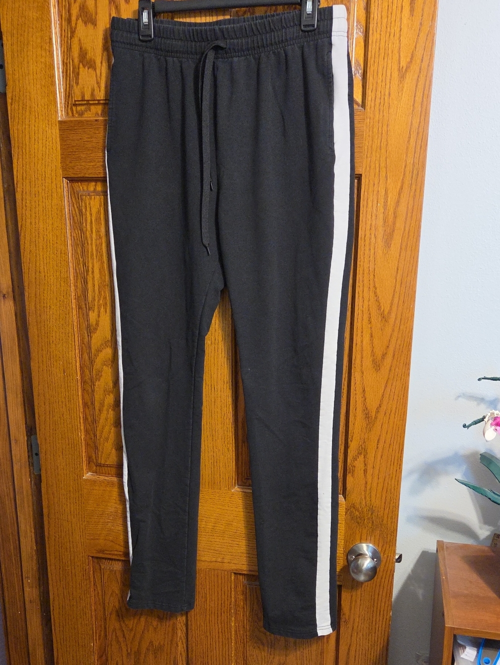 Black Jogger Pants with White Side Stripe - Men's